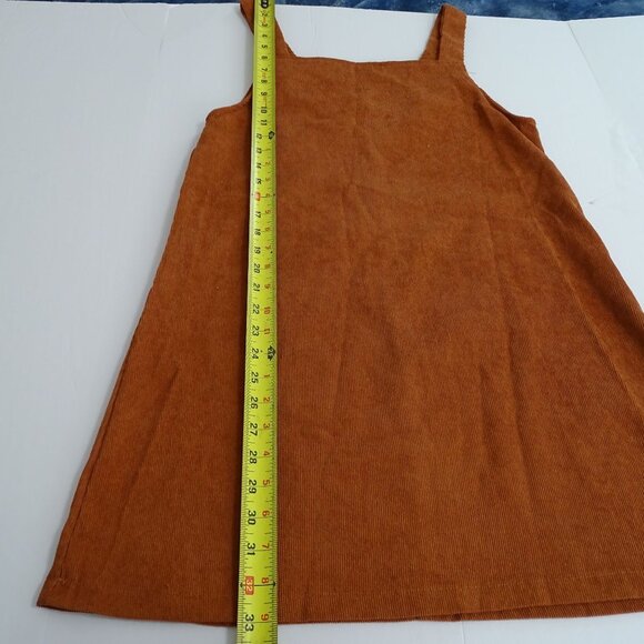 Shein Rust Brown Corduroy Pinafore Jumper Dress Women Size S US 4 Above Knee - Picture 9 of 9